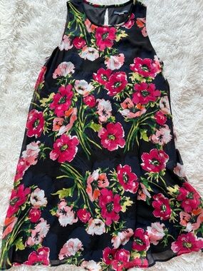 Tommy Hilfiger Black A-Line Skirt with Pink Floral Print